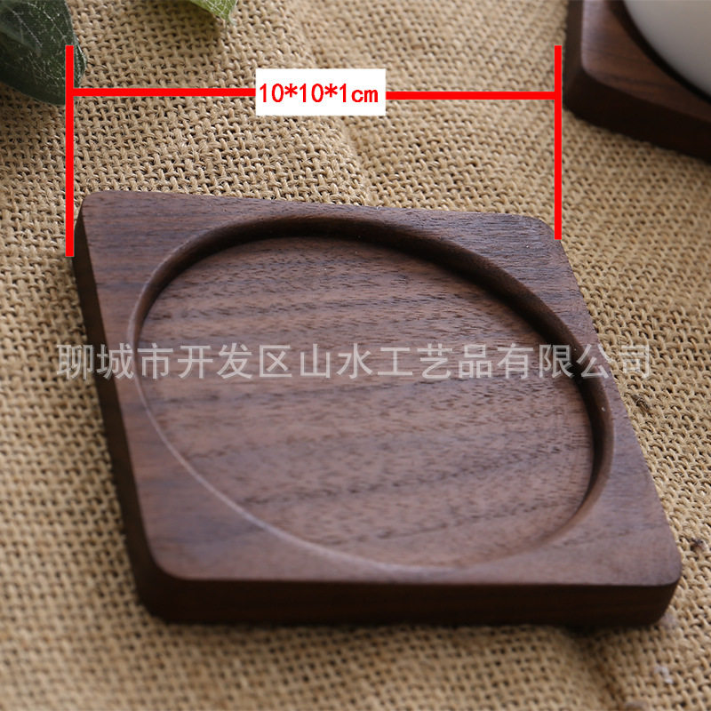 黒胡桃木外方内円コースター10*10*1cm