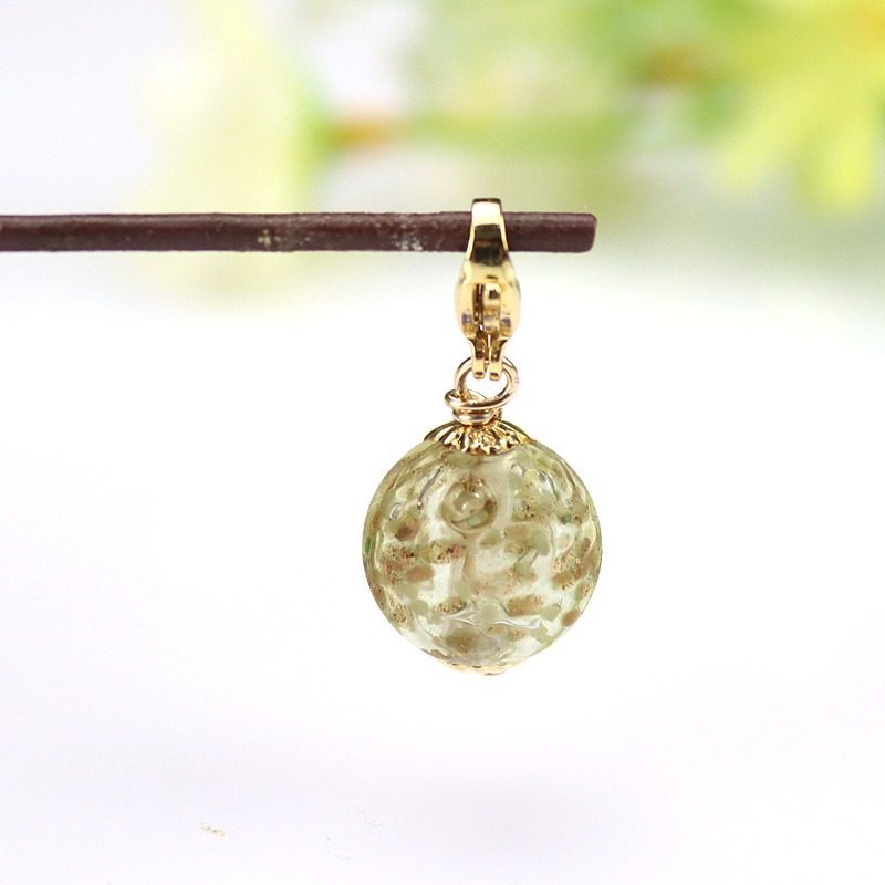 イエロー夜光エッセンシャルオイルビーズペンダント（ロブスタークラスプ）