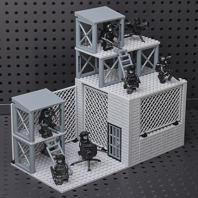 MOC ミリタリー ベース [STE ホイッスルタワー + ゴースト 6 人] ガトリング 2 個付き
