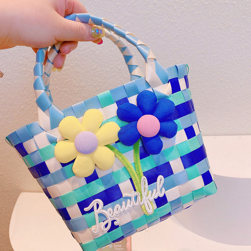 22.a05サイズの黄色い青い花のバッグ