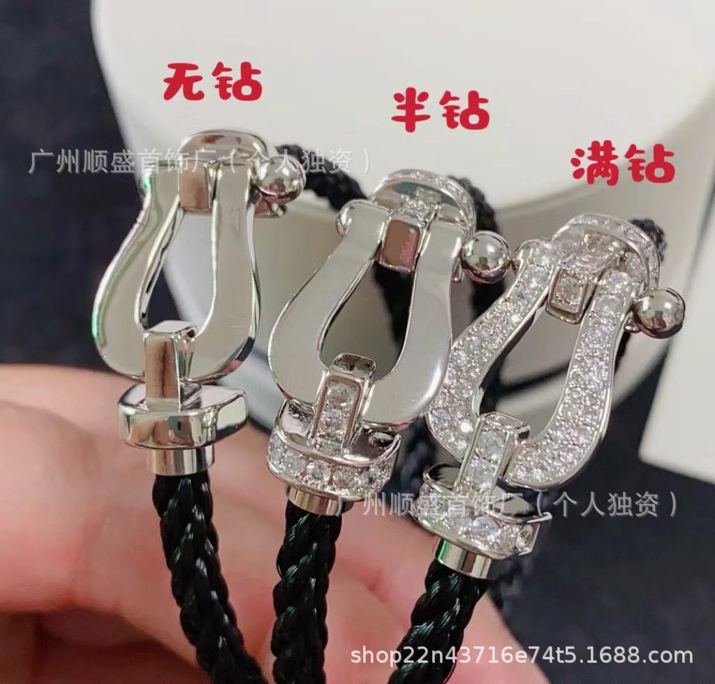 Lサイズ - ブラックロープ - プラチナ - ダイヤモンドがいっぱい