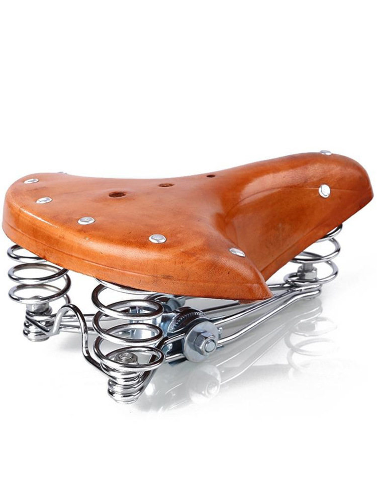 イエロー牛革三本スプリングサドル【色違いあり】