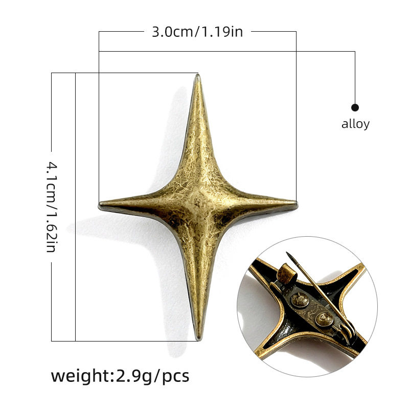 G0006-30x41mm ブロンズクロススターブローチ/ピース