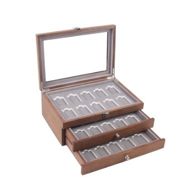 30格の胡桃木の中の灰色の点火機の箱-標識があります。