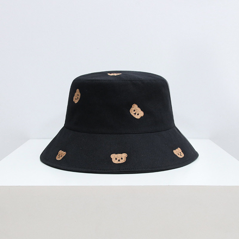 E-342黒い熊刺繍漁師帽