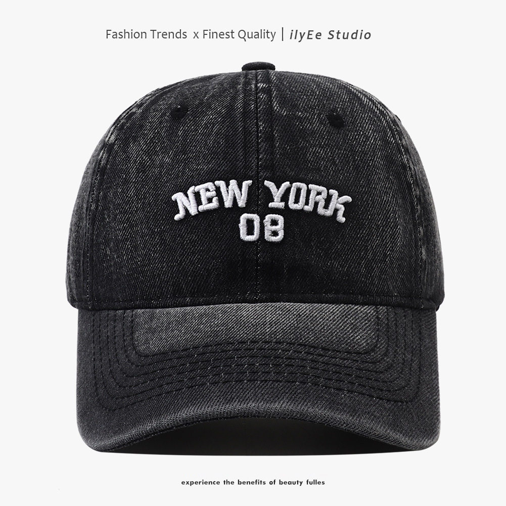 NEW YORK08 デニムベースボールキャップ ブラック