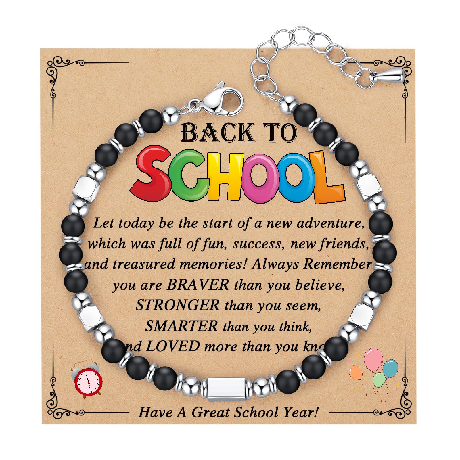 ブラックマットブレスレット-Back To School