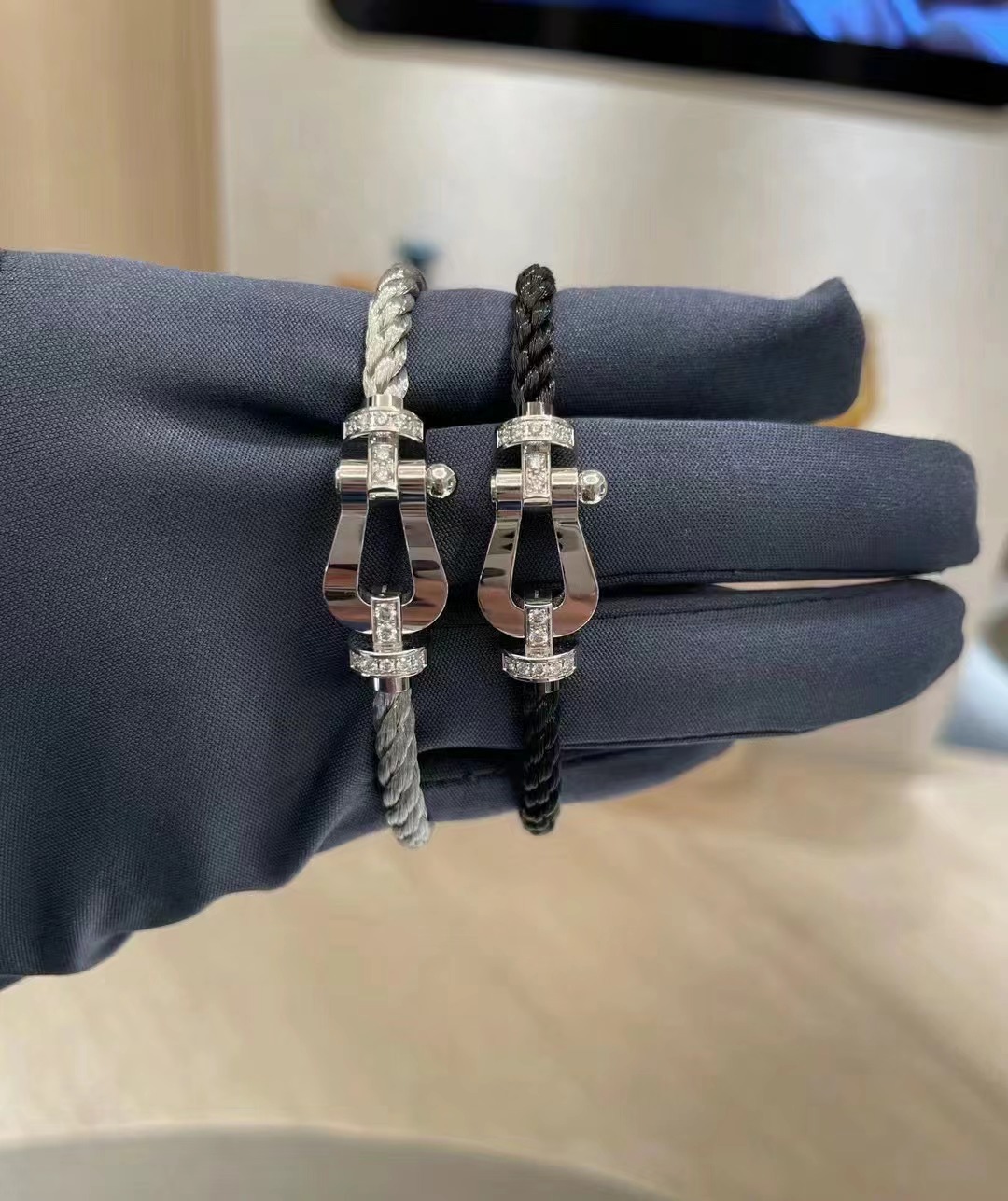 【スチールワイヤー】ラージハーフダイヤモンドプラチナ