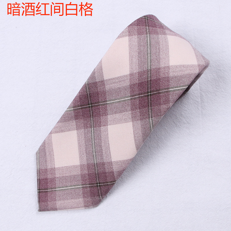 シンフォニーダークバーガンディ＆ホワイトチェックタイ(D)