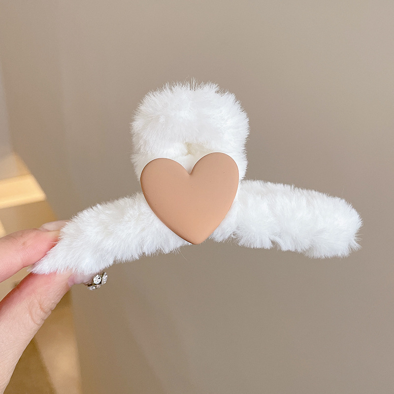 7#ホワイト-カーキハート-ボトムクリップ 11cm