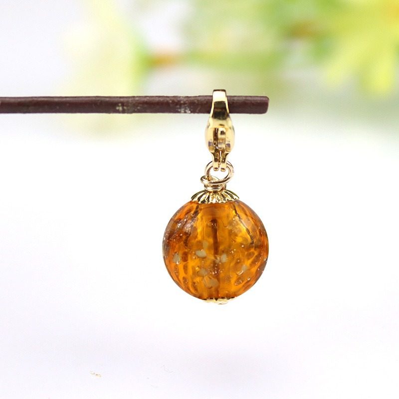 シャンパン夜光エッセンシャルオイルビーズペンダント（ロブスタークラスプ）