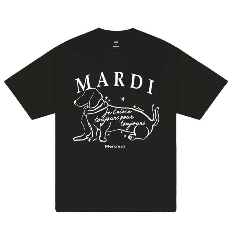 横線犬-白-黒