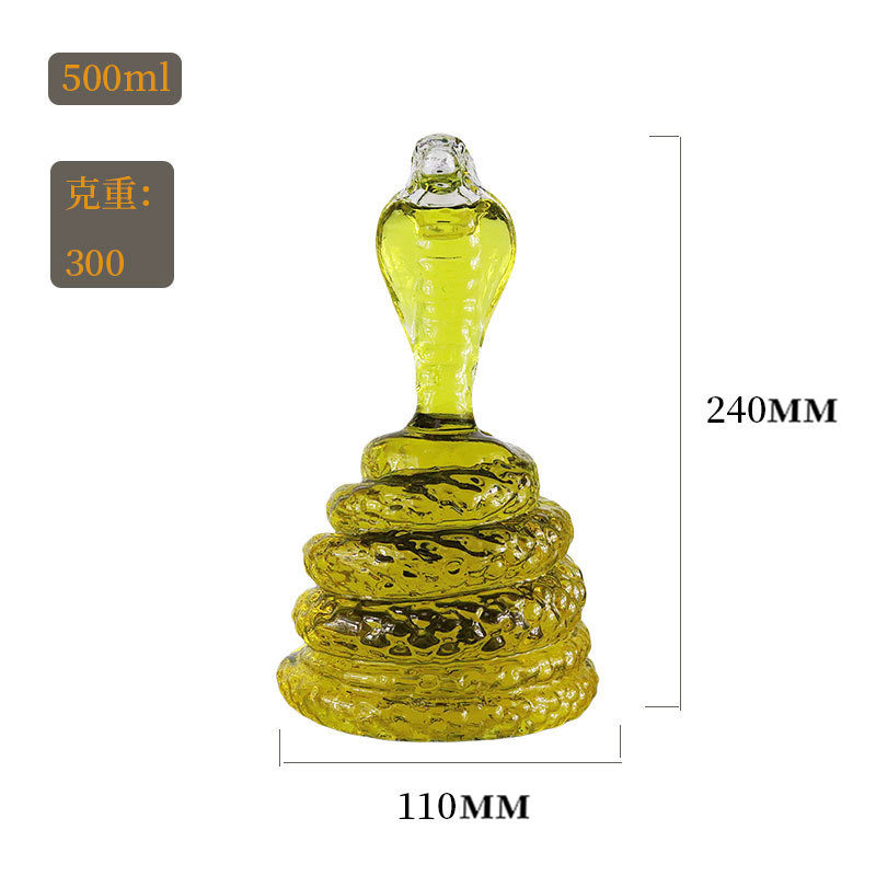 500ml 透明ヘビ型ワインボトル