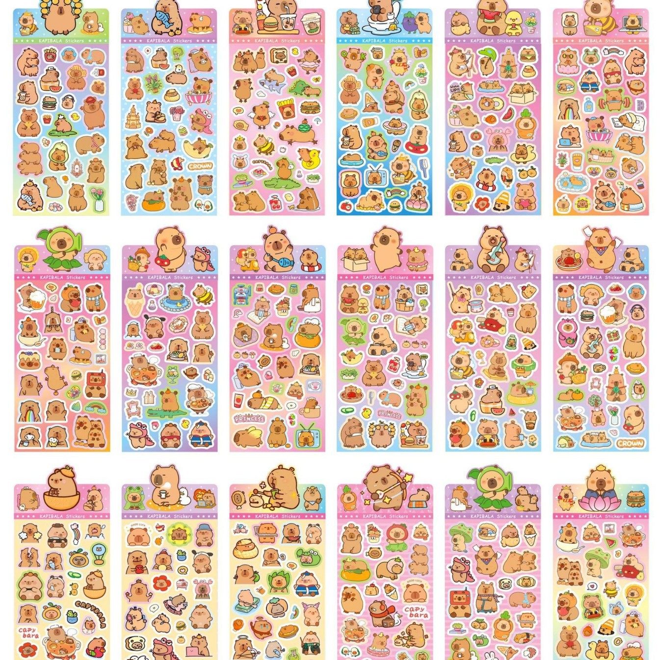 カピバラ (20 枚のカード 1 パック、18 スタイルの平均的なミックス)