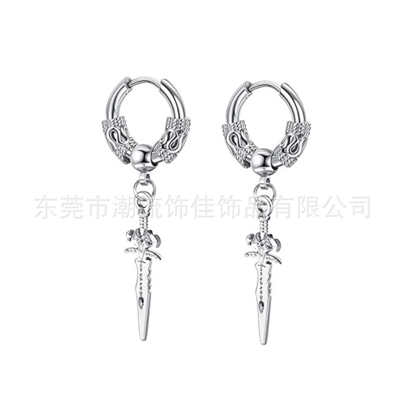 イヤリング鋼色剣