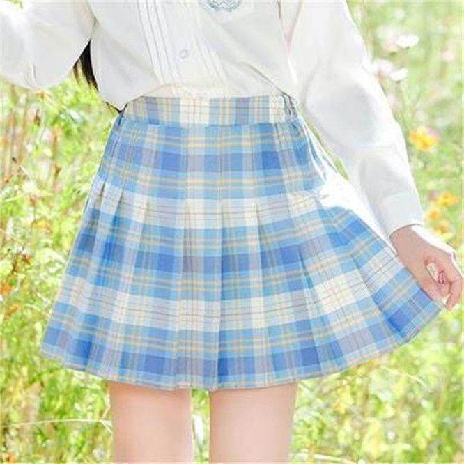 アイリスブルーチェック柄スカート-新しいスタイル