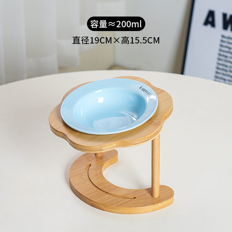 花の空飛ぶ皿の碗の竹の木の棚 + 青い空飛ぶ皿の碗