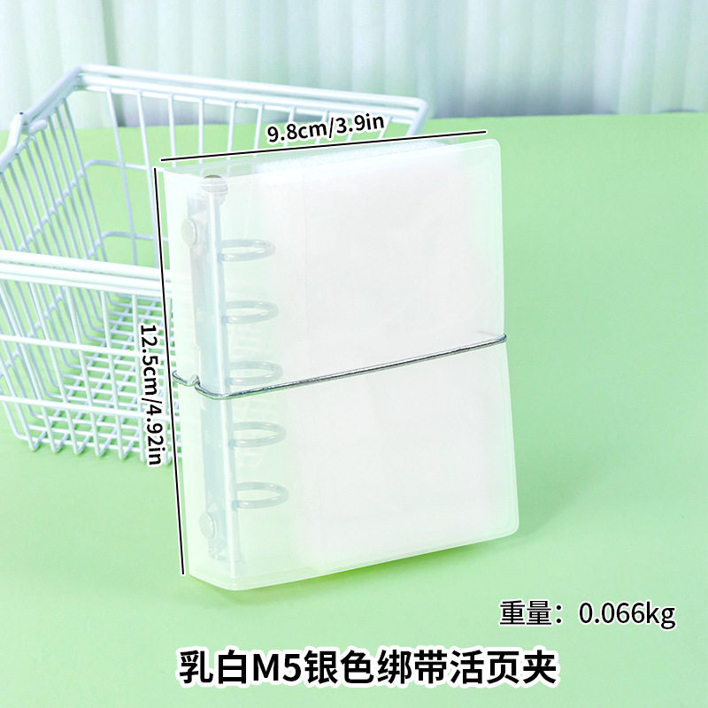 乳白色のM5シルバーストラップバインダー