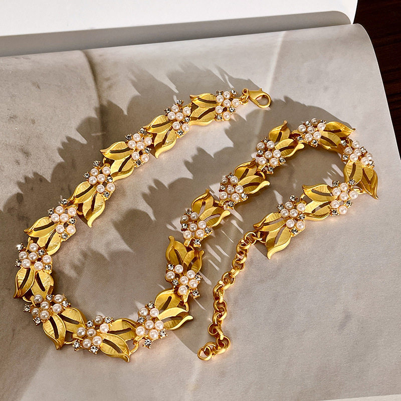 2404128C金色麦穂花束ネックレス