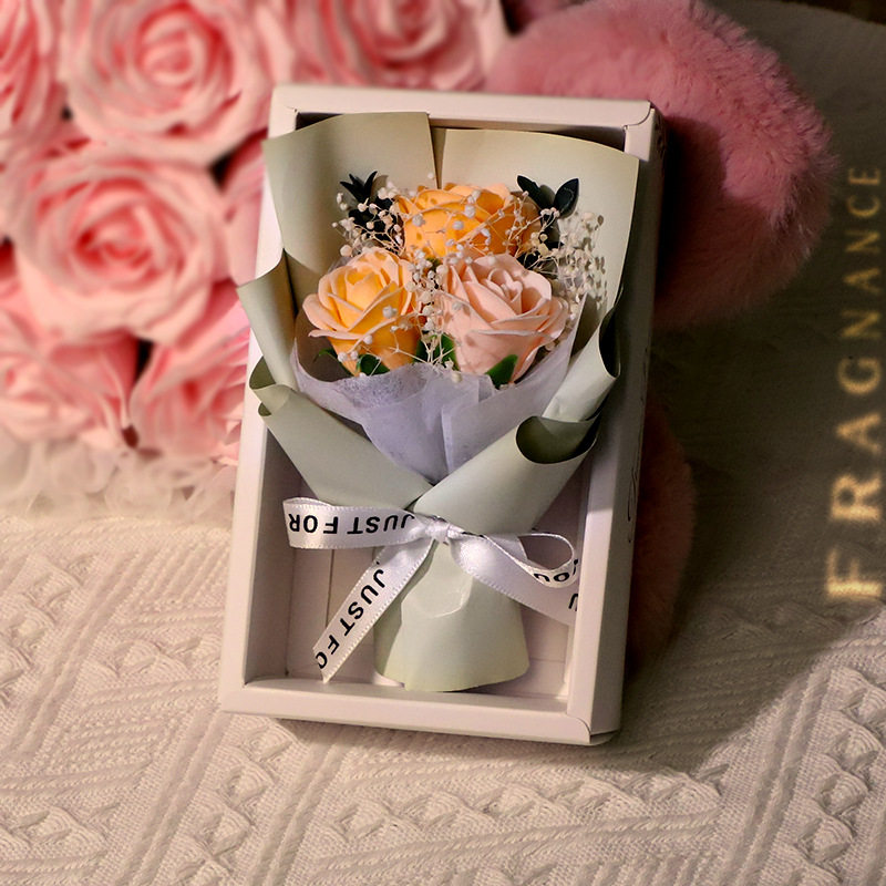 3075-2 ライトオレンジのシャンパンローズ3本