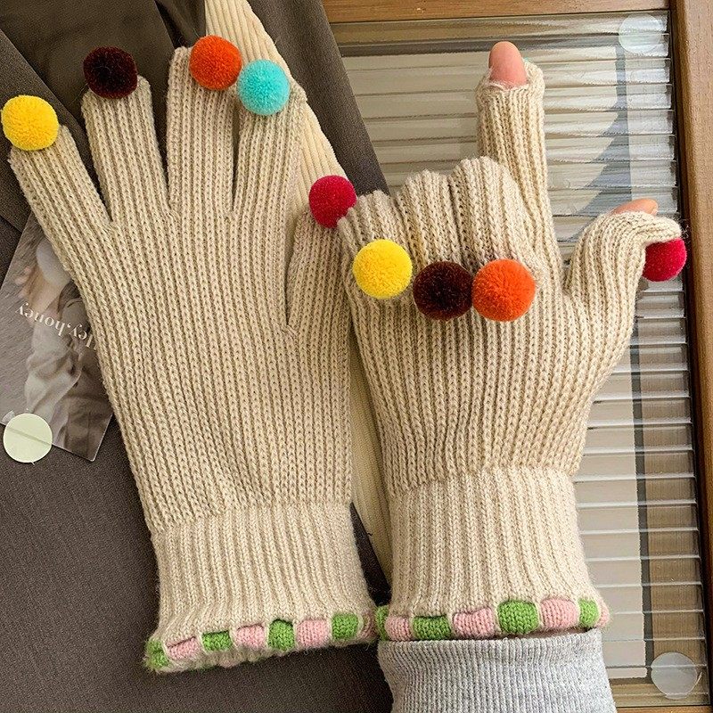 フィンガーレスベージュ【毛玉ランダムカラー】