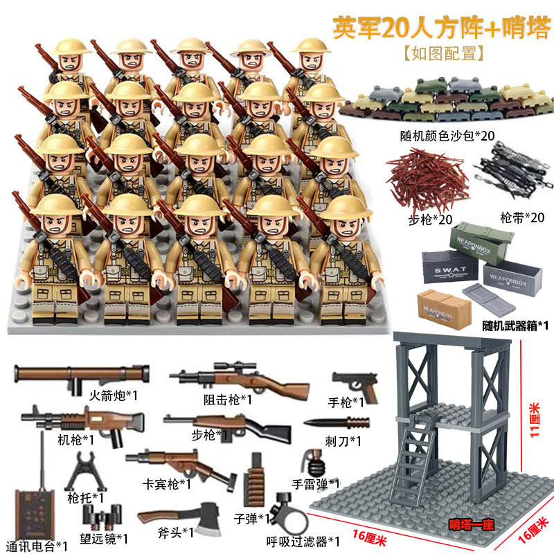イギリス軍20チーム+コンバットホイッスルタワー 写真の構成に示す