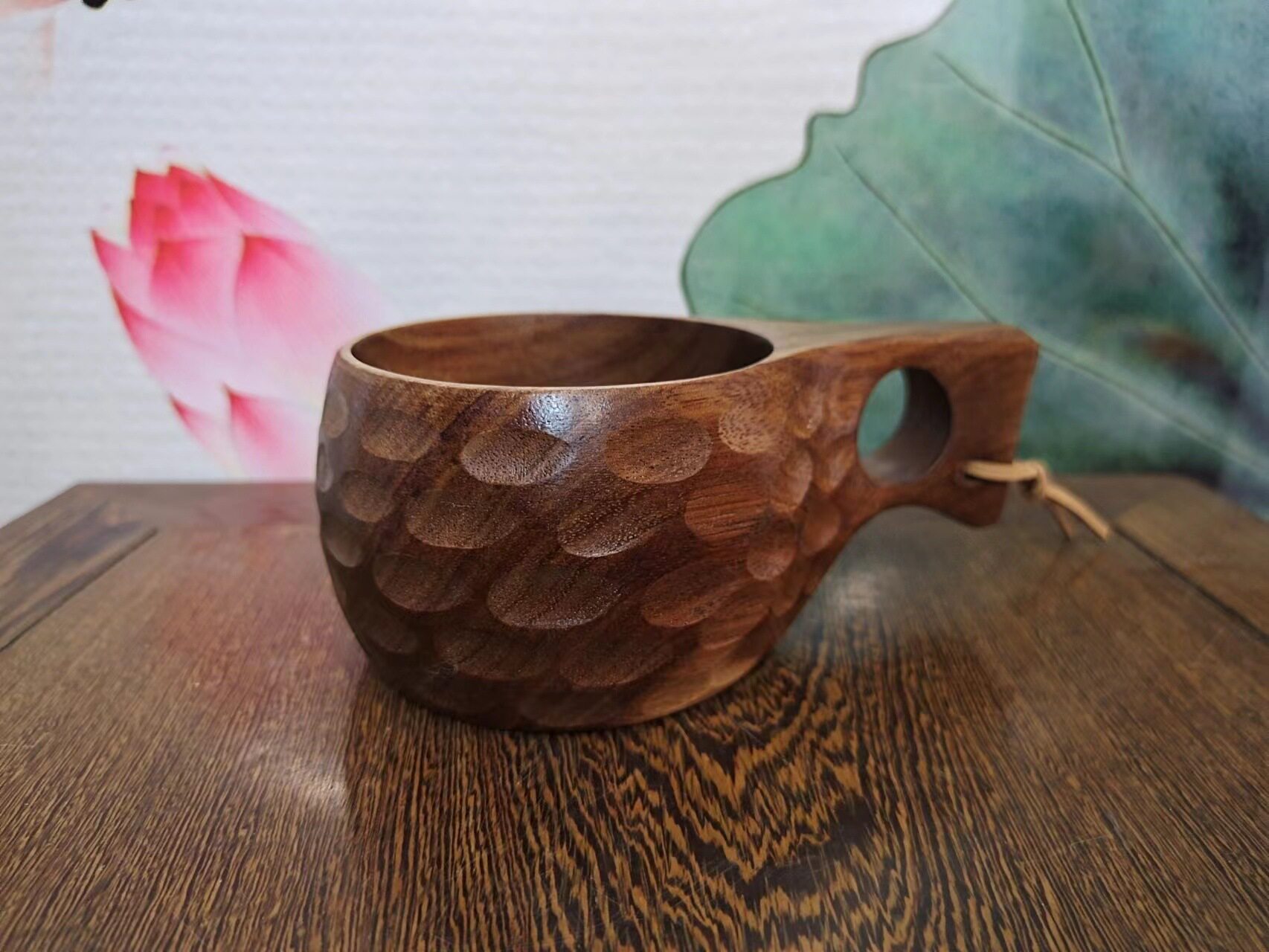 相思木亀甲単孔ハンドルカップ15*8*6cm