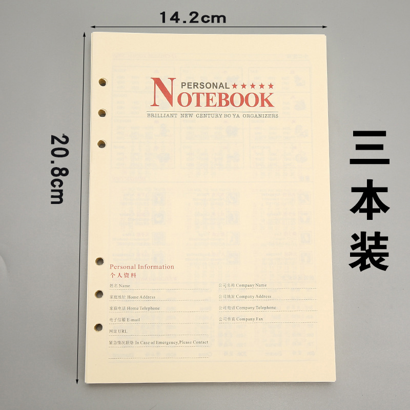 A5ルーズリーフ6穴リフィル罫線本(100枚)