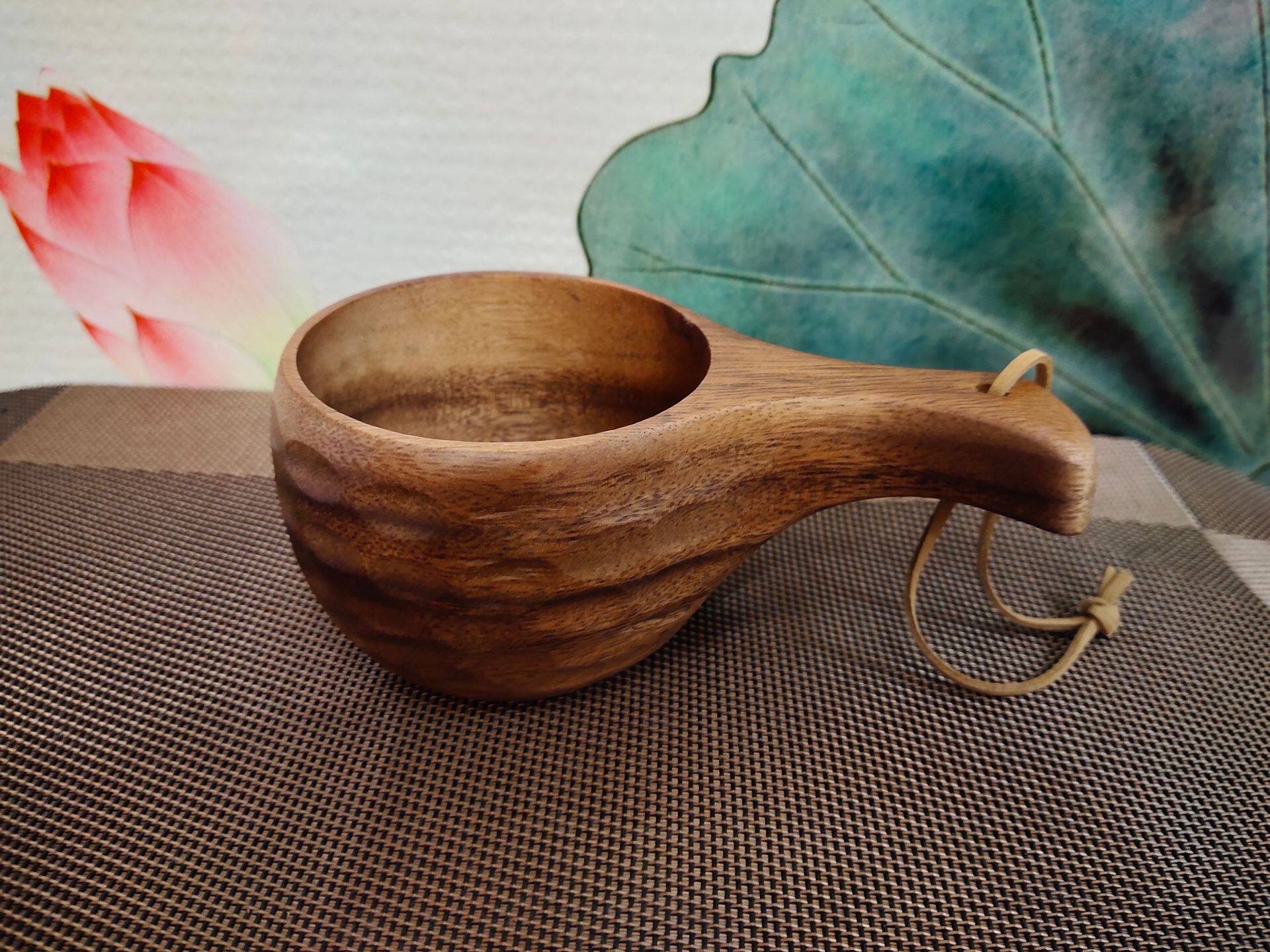 アカシア木亀甲太柄ミルクカップ