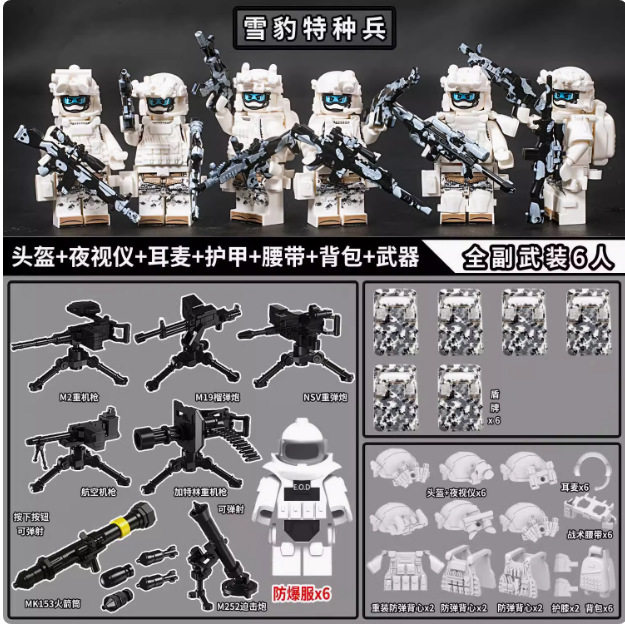 レイクブルースノーレオパード完全武装6名+重武7種+シールド