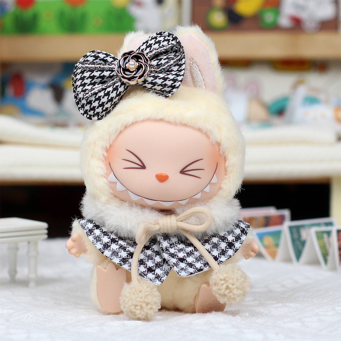 ケープ白黒チェック3点セット