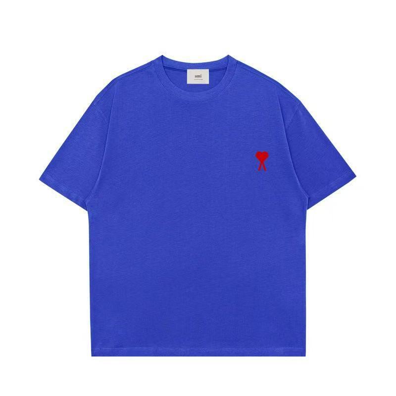 ロイヤルブルー T シャツ 刺繍入り ハート A