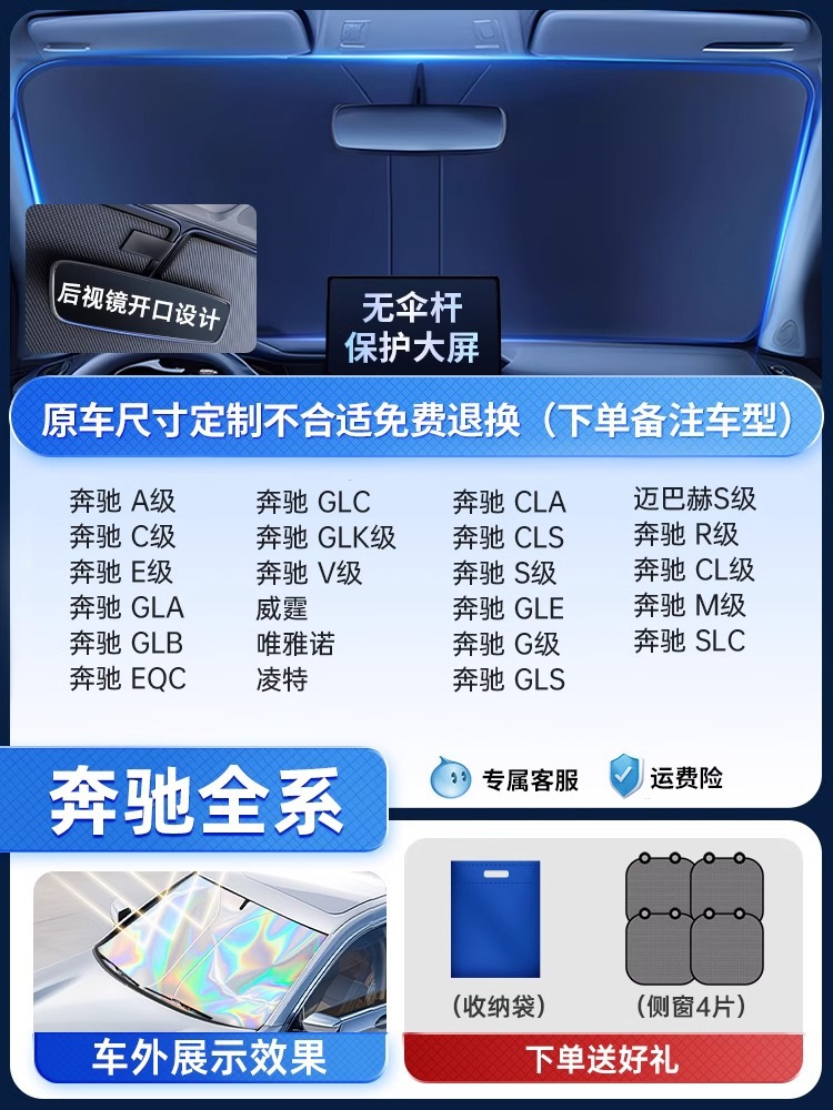 【メルセデス・ベンツ専用】上部に4層ラミネートレーザー+ビニール断熱材を装備★サイドガード4枚付属