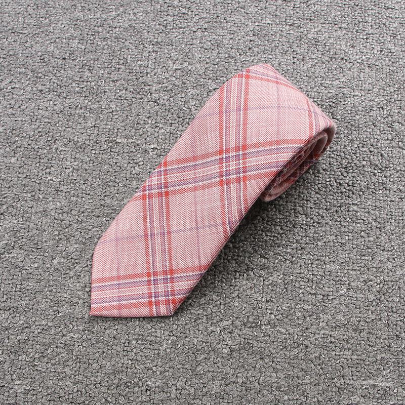 グレープフルーツの赤と青のチェック柄のネクタイ (706832-13-D)