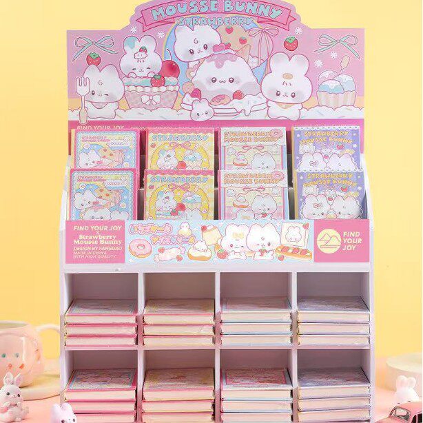 いちごムースうさぎ（80枚混合ショット、無料ディスプレイスタンド）