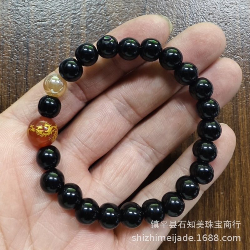 黒ビーズ赤瑪瑙ドラゴンボール