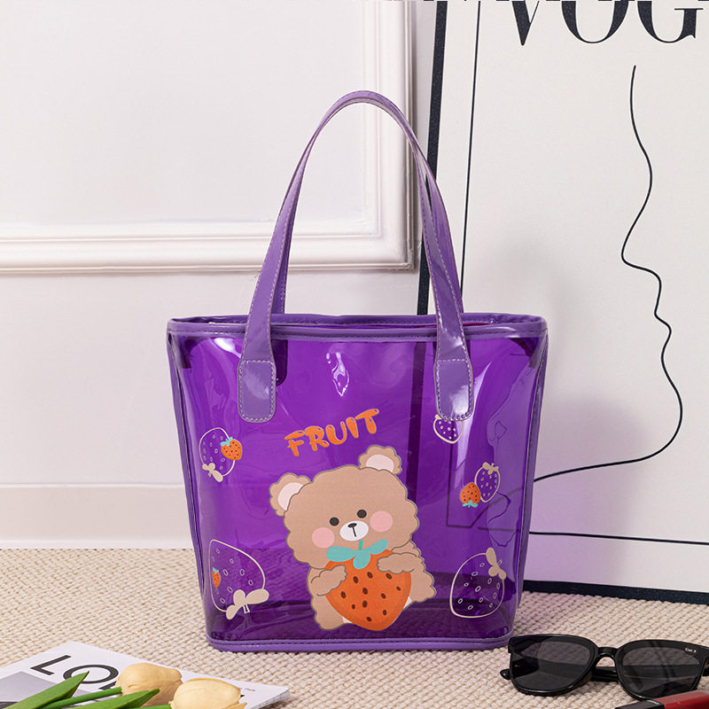 パープル プリント ベア ハンドバッグ