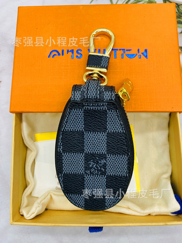 ブラックチェックキーバッグ[ラウンド]