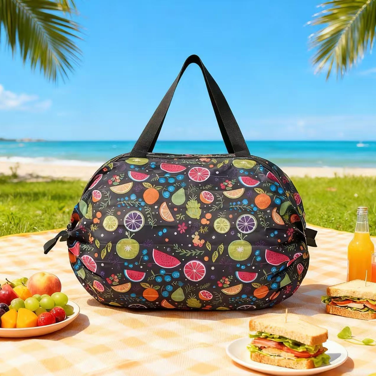 カラフルなフルーツ折りたたみアコーディオンバッグ 50*35CM