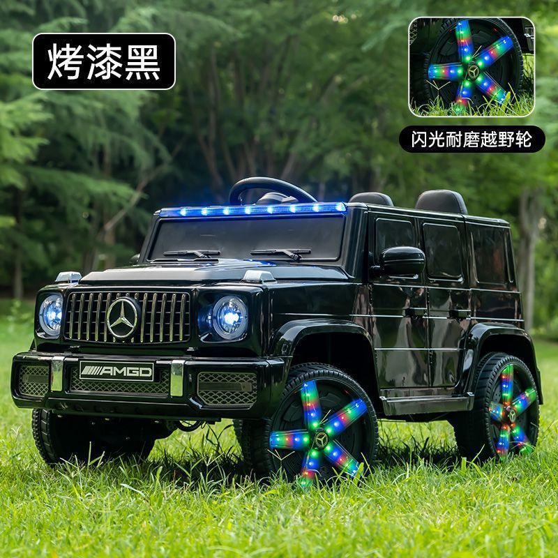 ブラック塗装（フル機能発光ホイール四輪駆動+レザーシート）ブランドChaoweiバッテリー - [アップグレードされた2人乗り+拡張ボディ+アンビエントライト+トランク]