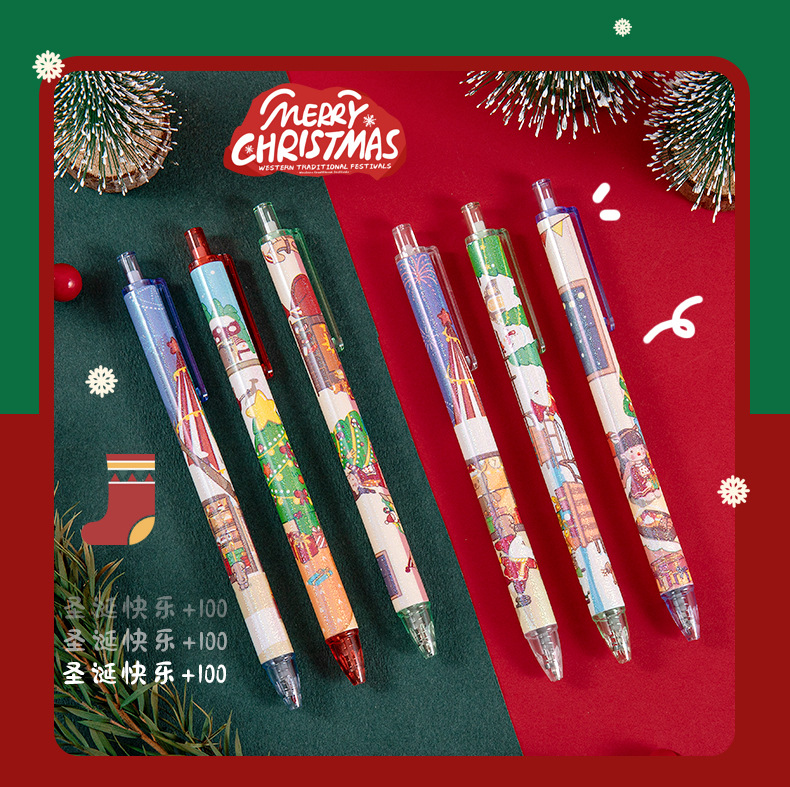 クリスマス プッシュ式 グリッターペン