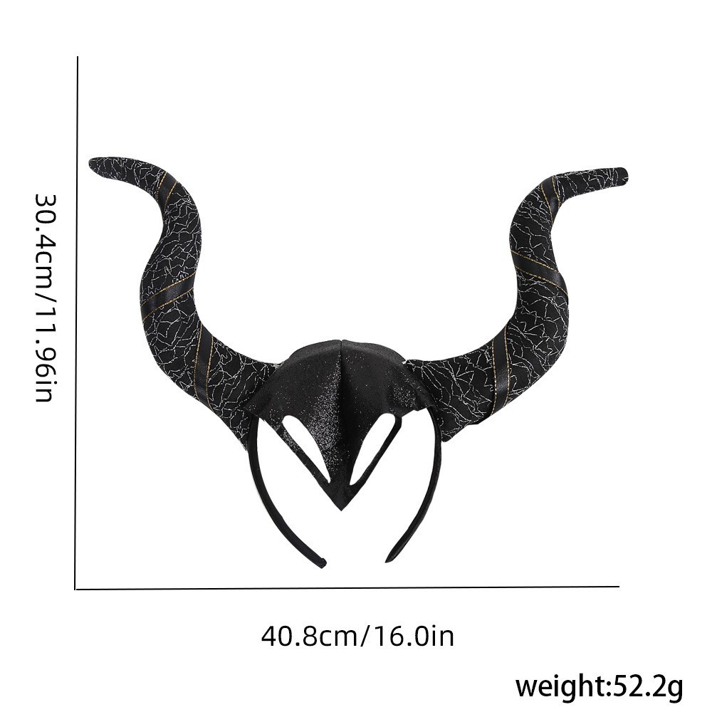 黒のシルバー柄牛角カチューシャ