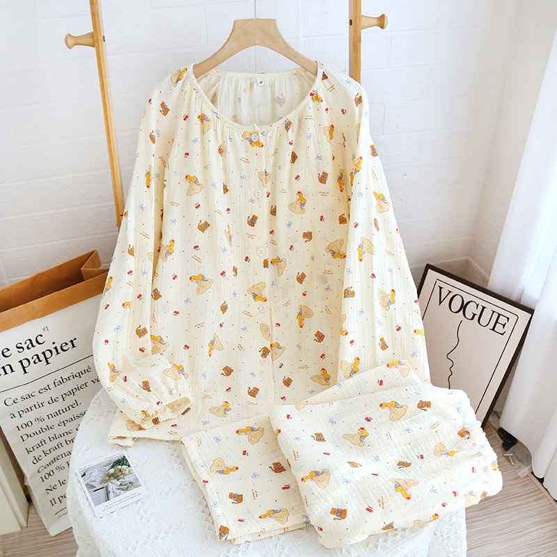 純綿のクレープの丸首は王女の月子服のスーツを逃げます。