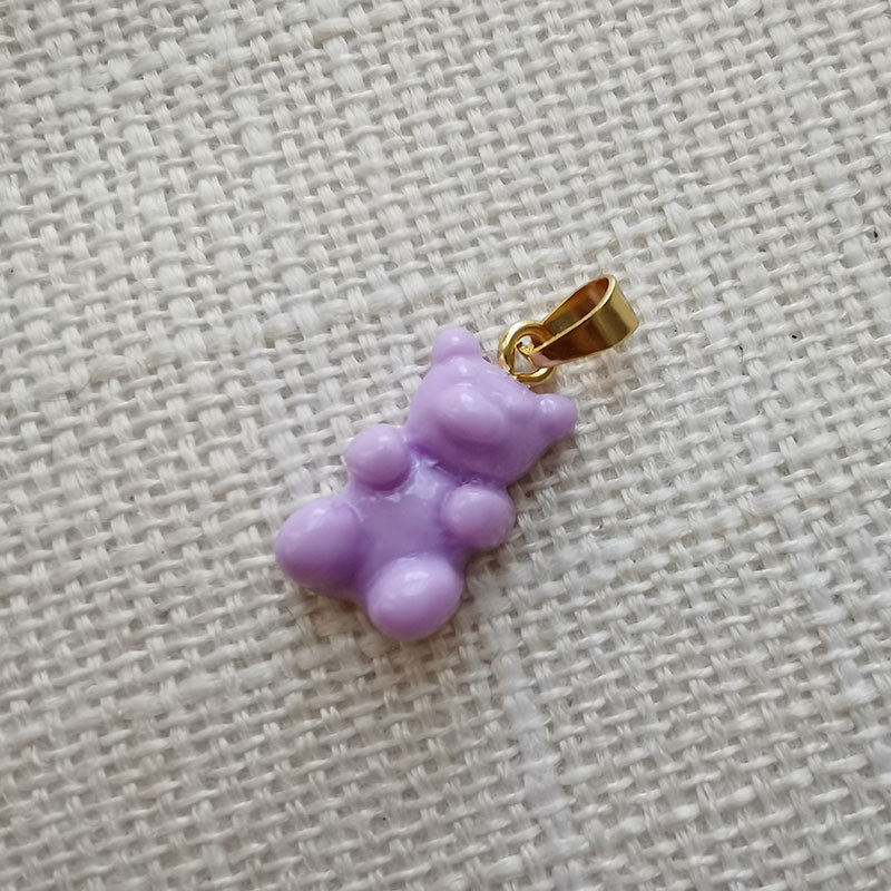 熊のペンダント紫 (マイクロメッキ真金)