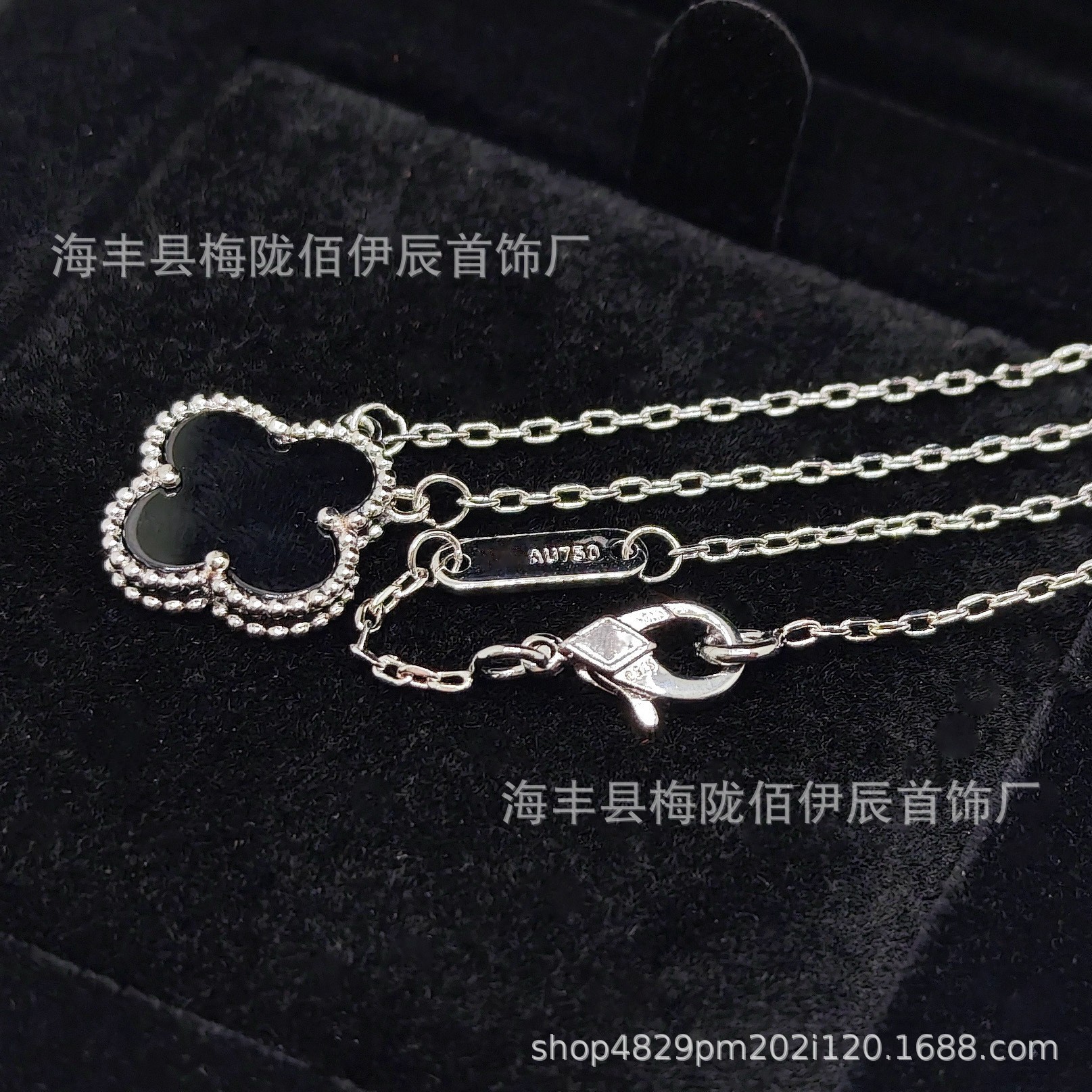 [ホワイトゴールド—ブラックオニキス] ネックレス