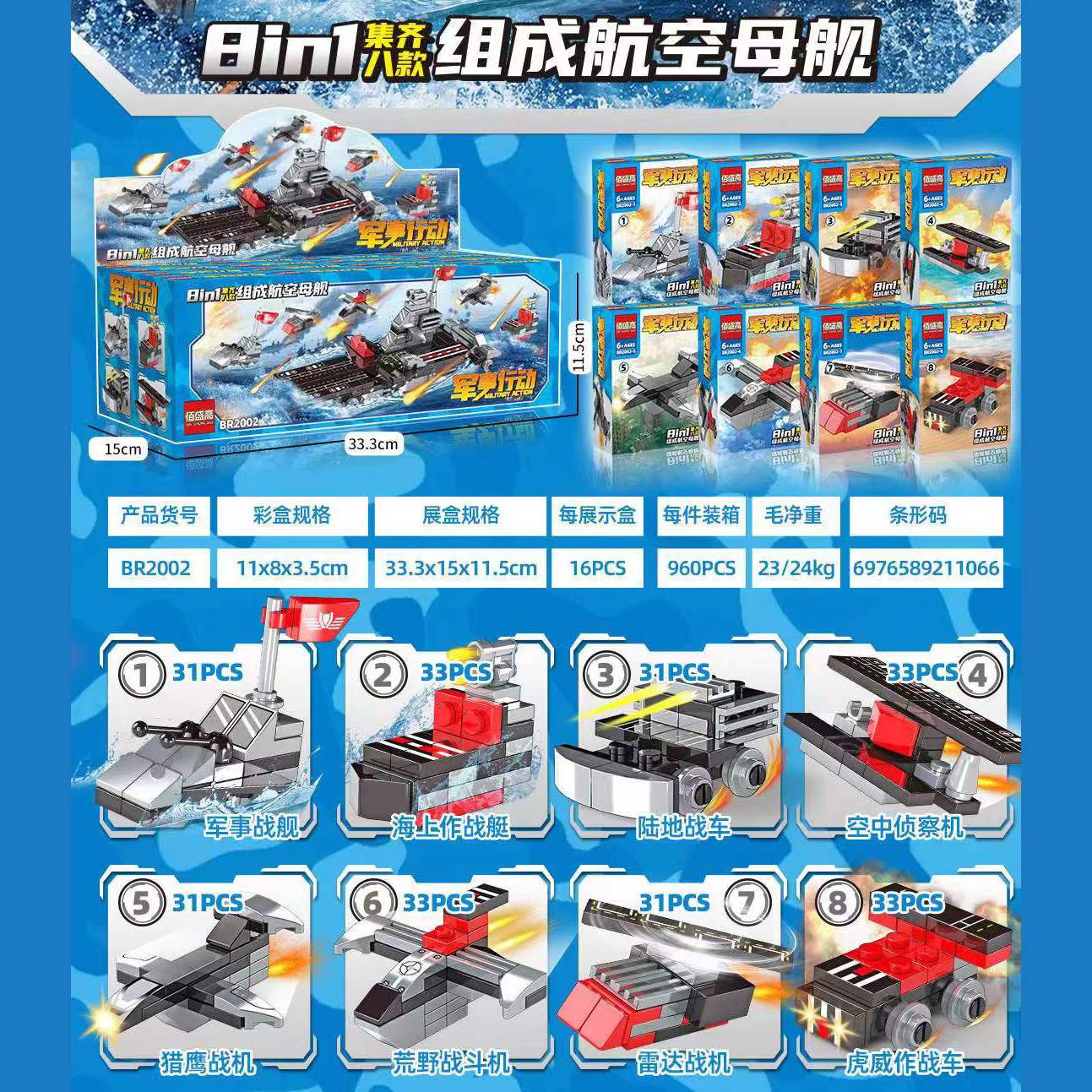 軍用装甲車両は航空母艦と組み合わせることができます（8の倍数で写真を撮ってください）