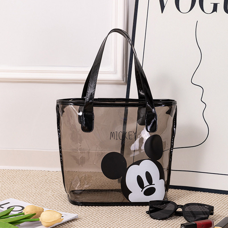 グレー プリント ミッキー ブラック ハンドバッグ