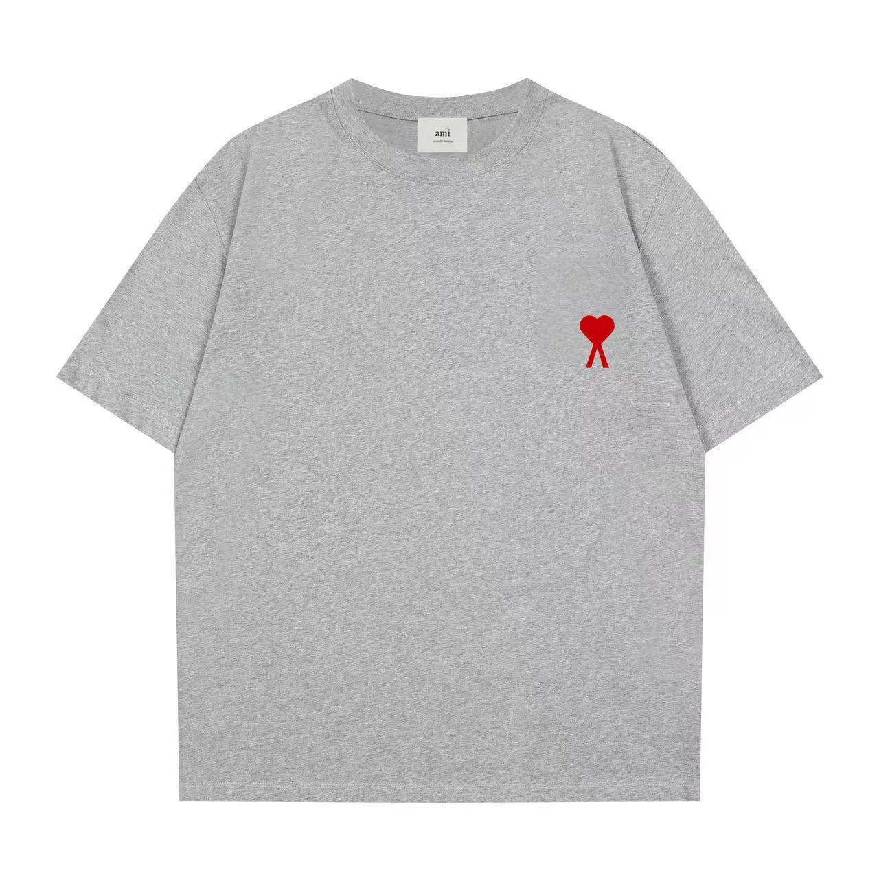 グレー T シャツ 刺繍入り ハート A