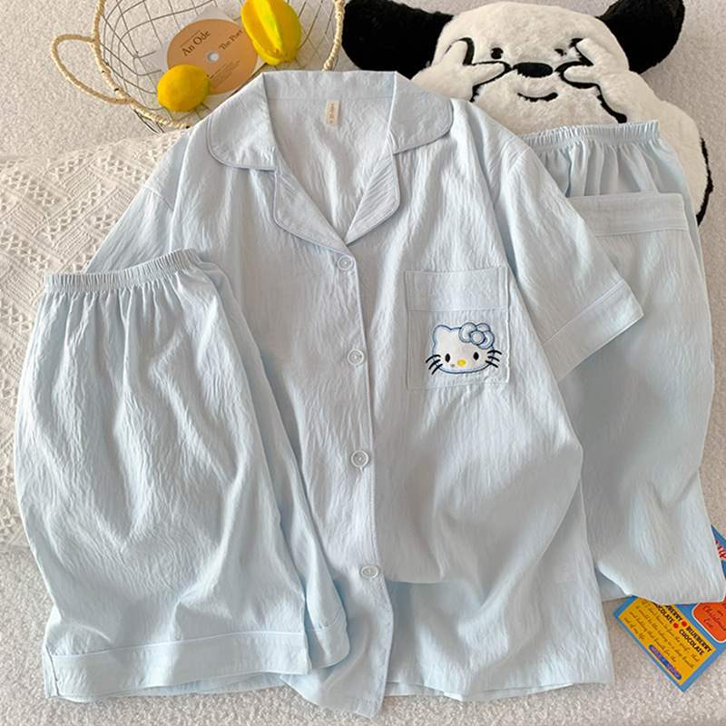 Yunduo コットン-J2816#KTキャットブルー3点セット