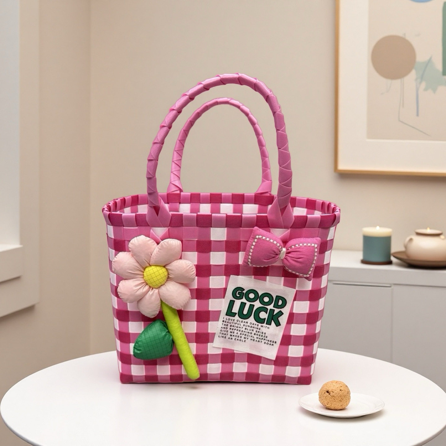 濃いピンクと白の配色（ひまわり）